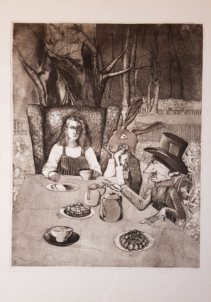 A Mad Tea Party? Etching by Elspeth Lamb